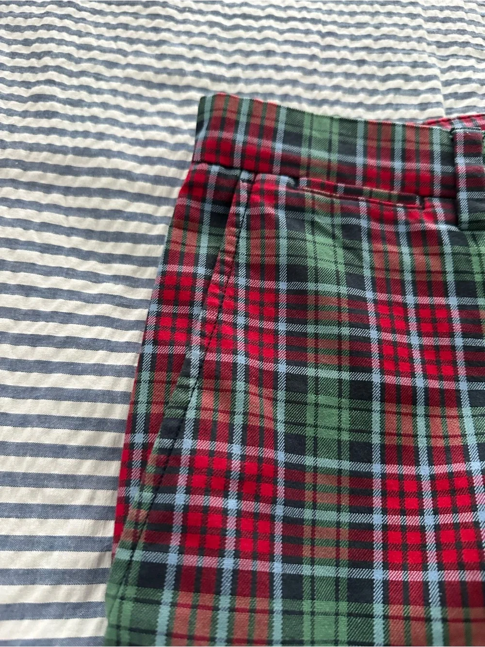 Men’s Vineyard Vines Red Plaid Straight-Leg Pants